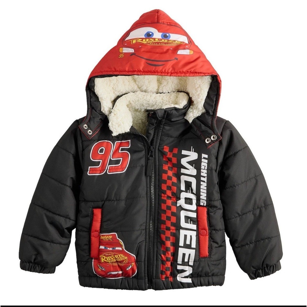 Disney Pixar Cars Lightning McQueen Puffer Jacket Coat Boys 2T Toddler